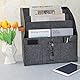 AEESRRU Zeitschriftensammler,faltbarer großer Filz Zeitungsständer, abnehmbare 4-Lagen-Trennwand, externe 3-kleine Taschen, Gläser und Telefonablagefläche, Größe 40x40x25cm