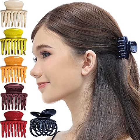 RC ROCHE ORNAMENT 6 Pcs Womens Classic Double Multi Layer Fine Teeth Claws Jaw Interlocking Strong Hold No Slip Firm Grip Hair Clutcher Clamp Beauty Fashion Accessory, Medium Classic Multicolor Cover
