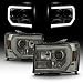 For 2007-2014 GMC Sierra 1500 2500 3500 LED Light Tube Smoked Projector Headlight Driver + Passenger