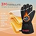 SAVIOR HEAT Heated Gloves for Men Women, 3M Rechargeable Electric Heated Leather Skiing and Snowboarding Gloves (L)