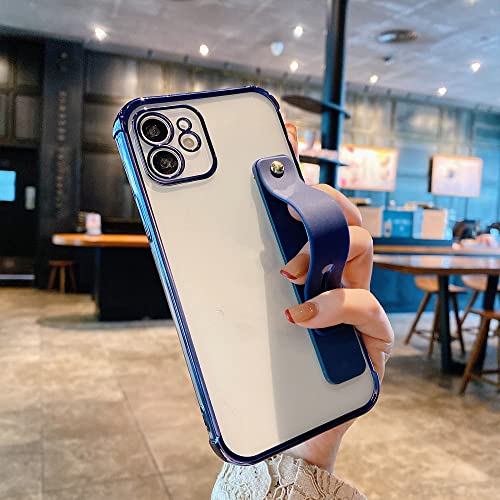 Coque antichoc iPhone 14 Pro Max housse protection TPU bleu avec bracelet