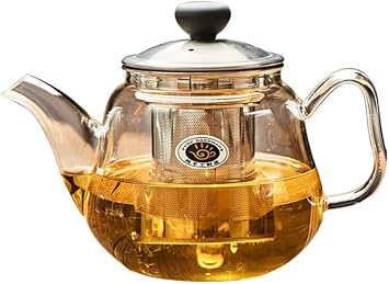 Habiba Tea Kettle Modern Simple Teapot Heat-Resistant Clear Glass Tea Kettle with Stainless Steel Filter for Home Drinking Utensils Brewing Household