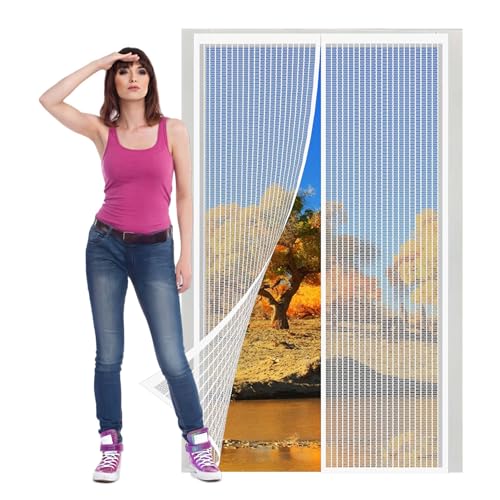 Moustiquaire magnétique 89x254 cm blanche pour porte de balcon
