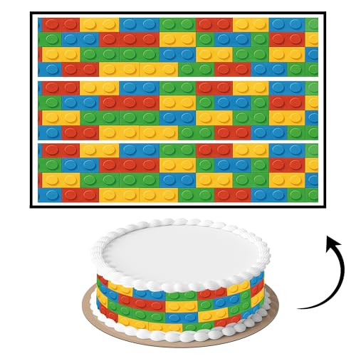 3 pcs Build Blocks Cake Strips Edible birthday cake strips cake side borders Icing Sheets 2.7X11.8