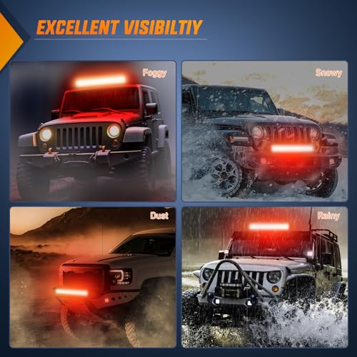 Image of Nilight LED Light Bar 20 Inch 126W Spot Flood Combo Red Beam | Off Road Lamp Fishing Hunting Emergency Deck Work Lighting for Trucks UTV Pick-up Van Boat Tractor