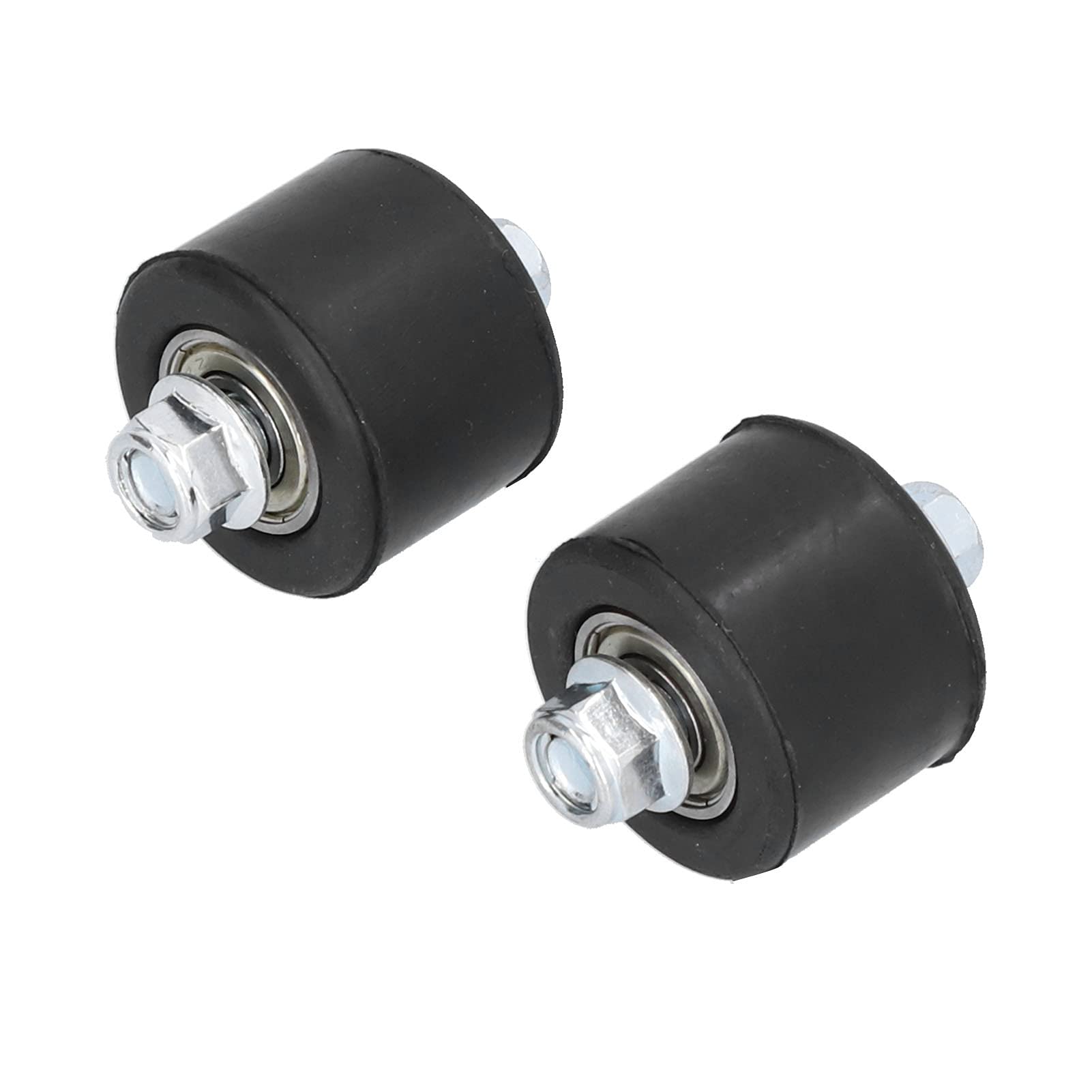 CHICIRIS Guida del Rullo della Catena, Gomma Nera + Cursore del Rullo della Catena in Acciaio Inossidabile 2 Pezzi 8 Mm Rullo Tenditore della Catena Slider Guida della Ruota Pit Dirt Fit
