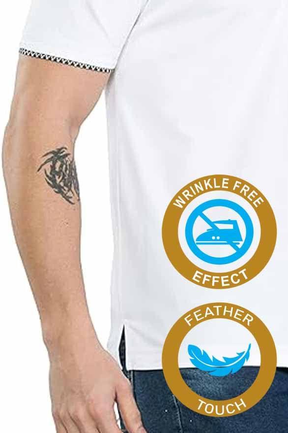 Image of STELLERS Men's Polo T-Shirt | Jacquard Collar| Feather Touch Feel |Regular Fit| Odour Resistant| Anti-Static| Wrinkle Free | Quick Dry | Stretchable | Lightweight | Sweat-Proof
