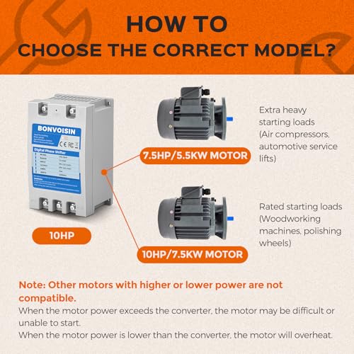 Image of Bonvoisin Single Phase to 3 Phase Converter 10HP(7.5kW) Digital Phase Shifter, 30A 220V-240V Input /Output, One Converter only for one Motor.