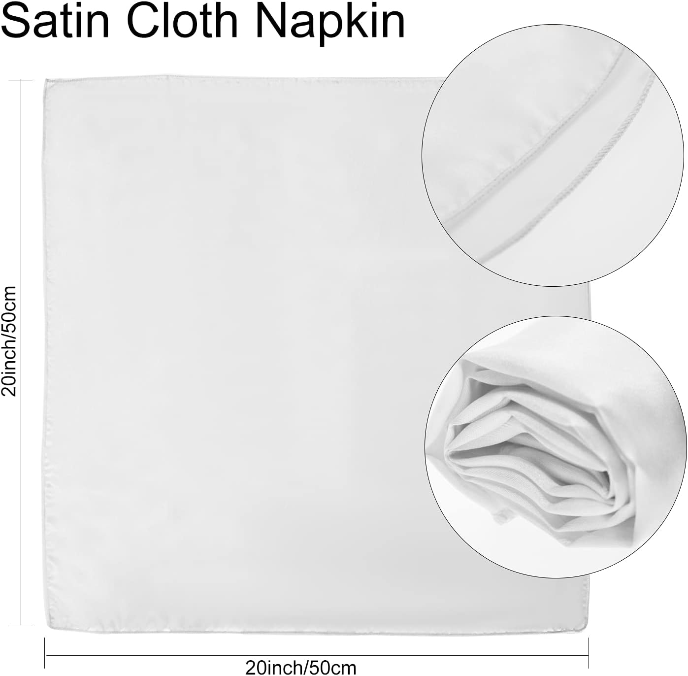 White Cloth Napkin Set of 12,Satin Dinner Napkins Cloth Washable,Reusable Napkin for Everyday Use Dining Table,Restaurant,Wedding - Image 3