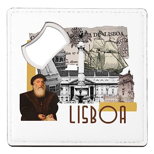 sous Verre Décapsuleur - Lisboa Collage Lisbonne Portugal Voyage Tourisme - 1 unité (92 x 92 mm)
