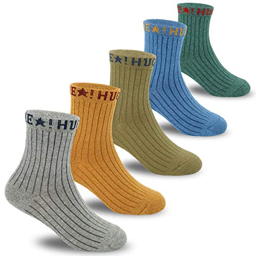 Boys Fashion Cotton Socks Kids Soft Crew Socks 5 Pack
