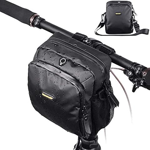 CARACHOME 5L Large Capacity Bike Handlebar Bag/Waterproof Shoulder Bags with Rain Cover for Mountain Road Bike Folding E-Scooter Cover