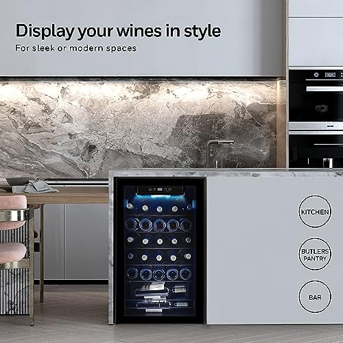 honeywell 34 bottle compressor wine cooler refrigerator large freestanding wine cellar for red white champagne or sparkling wine digital temperature control stainless steel
