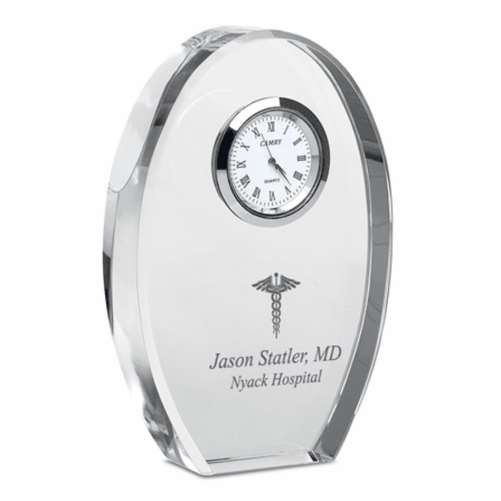 Executive Gift Shoppe Doctor Personalized Oval Crystal Desk Clock