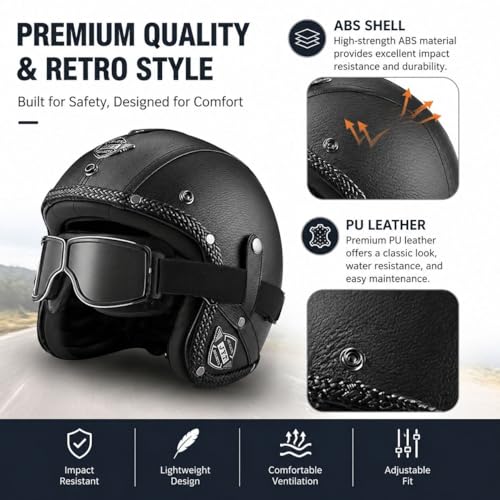 Casco retro abierto compacto complementario a casco jet para scooter y moped 4