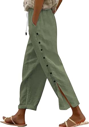 Pantalones Casuales De Lino De Algodón Sueltos Para Hombre