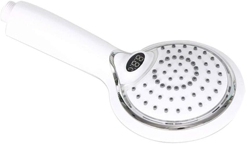 Hand Held Digital Display Shower Head Three-Color Temperature Sensor Showerhead Replaceable Bathroom Accessories (Color : E)
