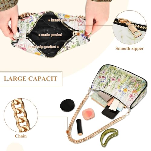 Shoulder Bags for Women Spring Wild Flowers Hobo Tote Handbag Small Clutch Purse with Zipper Closure4