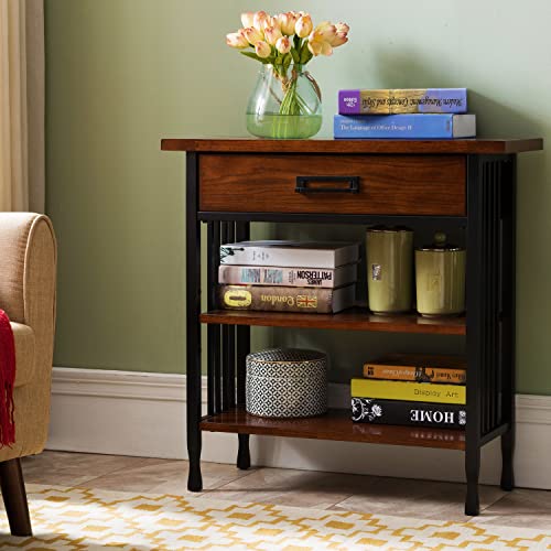 Image of Leick Home SINCE 1912 Ironcraft Foyer Bookcase with Drawer Storage