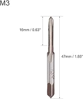 Vista 2 de uxcell Machos de mano métricas M3 rosca 0.5 paso 3 flautas rectas H2 herramienta de aleación de acero inferior y cono tornillo roscado herramientas