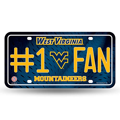 Rico Industries NCAA West Virginia Mountaineers #1 Fan Metal Auto Tag, 12" x 6"