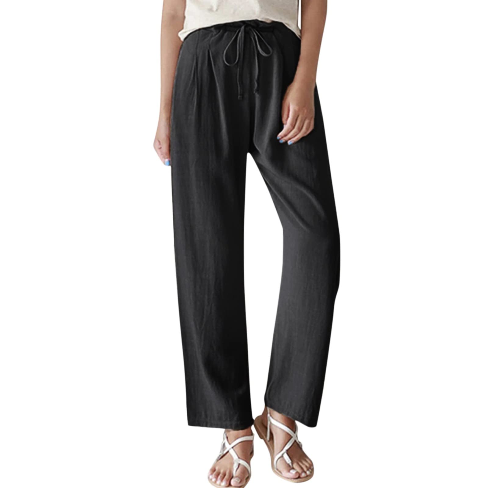 niuwa Women Casual Solid Color Pant Trouser Loose Elastic Waist Trouser Pant Elegant Loose Fashion Women Baggy Pants
