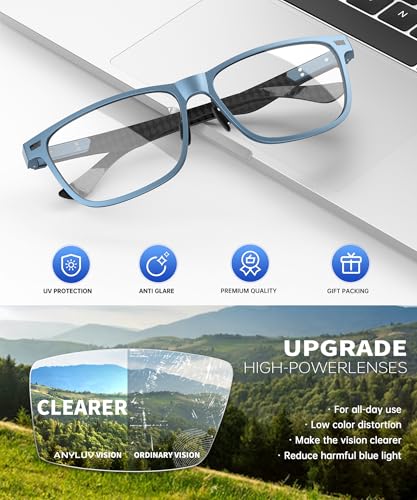 Image of ANYLUV Blue Light Glasses Men, Relieve Eyestrain and Eye Protection, Al-Mg Metal Computer Blue Light Blocking Glasses