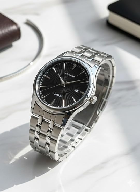 Image of Mister Empire Affordable Men's Wrist Watch Under 499 | Men Watch | Classic Round Dial | Quartz Movement | Stainless Steel Belt | Lightweight & Durable Design | Analog Display | Adjustable Lock |Trendy Party & Office Wear