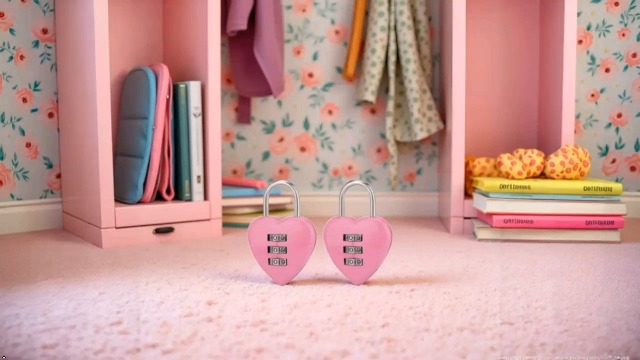 2 PCS Pink Love Heart Shape Combination Padlock for Girls Women