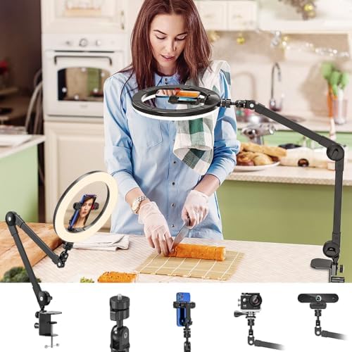 Jubor Overhead Phone Mount, 10" LED Ring Light and Phone