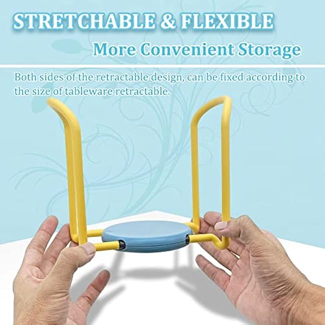 2 Pack Telescopic Tray Storage Rack, Dish Drying Rack, Multi-Functional Plates Cup Bowl Pot Pan Lid Storage Holder Organizer for Kitchen Cabinet