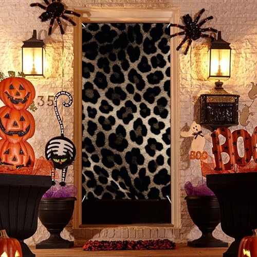 Toile de fond durable léopard noir, suspension verticale premium de 178 cm - 4