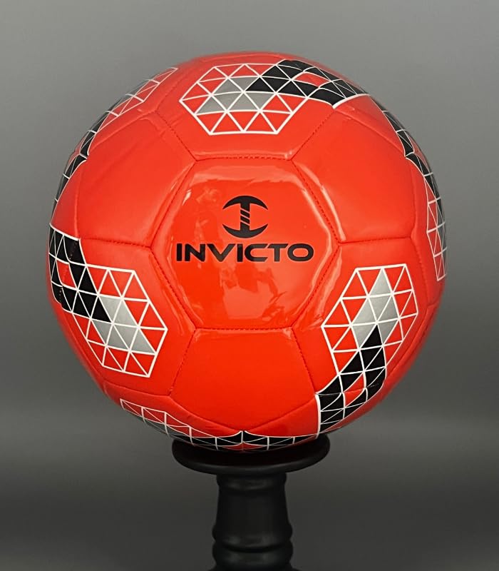 Invicto Soccer Ball, Blue and Orange, Premium PU, Machine-Stitched (Orange, 5)