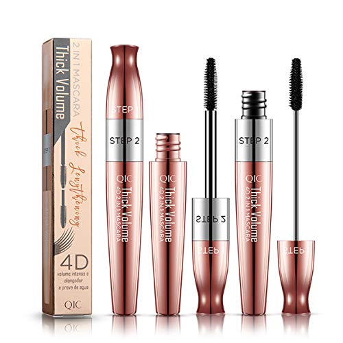 QIC 4D Silk Fiber Lash Mascara, Fiber Mascara, Waterproof Mascara, Natural Thick Thickening and Lengthening Mascara Lasting All Day