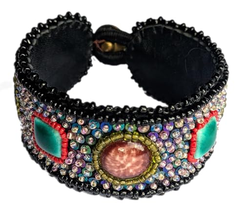 Bracelet plat fantaisie artisanal : offrez un souvenir intemporel en porcelaine et cuir