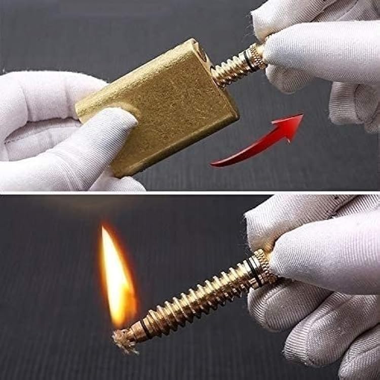 Kerosene gas lighter, copper vintage lighter, match lighter, reusable permanent match lighter, portable antique kerosene metal lighter(Brass)