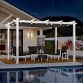 PURPLE LEAF Outdoor White Pergola 10' x 13' w/Light, Extra Canopy, Grey