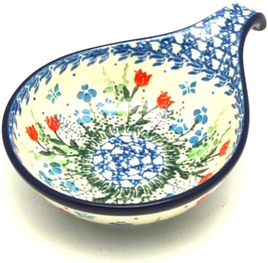 Polish Pottery Spoon/Ladle Rest - Tulip Horizon