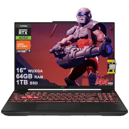 Image of ASUS TUF Gaming A16 Laptop 16 inch WUXGA 144Hz AMD 6-core Ryzen 7 7445HS 64GB DDR5 1TB SSD GeForce RTX 4050 (Up to 194 AI Tops) RGB Backlit USB4 AI Noise Cancelation Wi-Fi6 Win11 ICP Hub