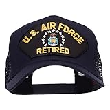 E4hats US Air Force Retired Military Patched Mesh Cap - Navy OSFM