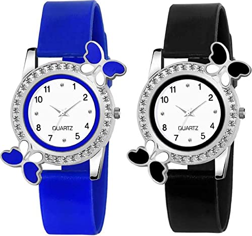 TEKZIE Butterfly Colourful Combo Watch for Girls & Women. (Blue,Black) (B09NGHXWYL) Amazon Price History, Amazon Price Tracker