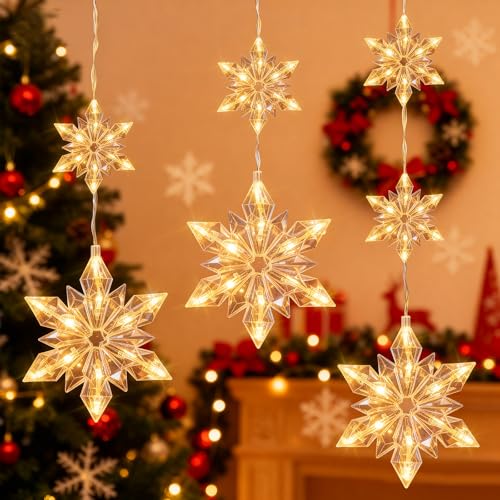 DTNESS 5.3FT Christmas Snowflake Lights w/ 60 LED, 8 Modes
