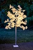 Northpoint LED Baum mit 120 weißen Blüten Wunderschönes warmweißes Licht 150m Höhe Timer Integriert 5m Netzkabel inklusive Heringe zur Befestigung Ideale Dekoration