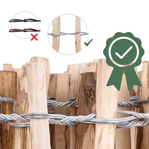 Creative Home Staketenzaun 50cm hoch und 5m lang | Haselnusszaun | Rollzaun | Lattenabstand 7-9 cm | Gartenzaun Holz Holzzaun | Zaun Garten Ideal als Rasenkante Blumenbeet Umrandung aus Haselnuss