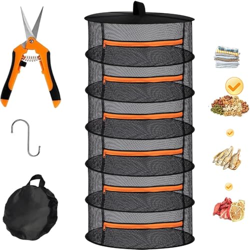 Abiemuce Red De Secado De 6 Capas Para Hierbas, Para Colgar Hierbas, Red De Secado Con Tijeras Y Ganchos, Cremallera Plegable, Red De Secado, Para Hierbas, Plantas, Especias, Ropa