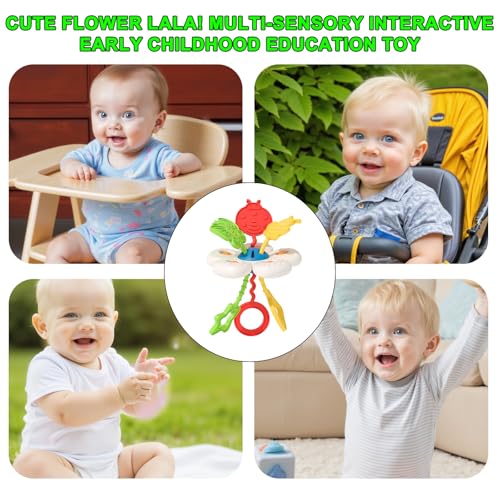 Silikon Zugschnur Baby Spielzeug – Montessori Spielzeug Baby für unterwegs und zuhause, Sensorisches Ziehspielzeug ab 6 Monaten, Babyspielzeug für Flugzeug, Auto und Kinderwagen