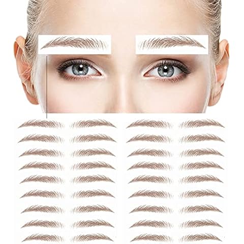Benuomi 40 Pairs Eyebrow Tattoo Stickers Waterproof Eyebrow Transfers Stickers Peel Off 6D Eyebrow Tattoo Sticker Nature False Eyebrows Hair-Like Long Lasting Tattoo Eyebrow for Woman Makeup Tool Cover