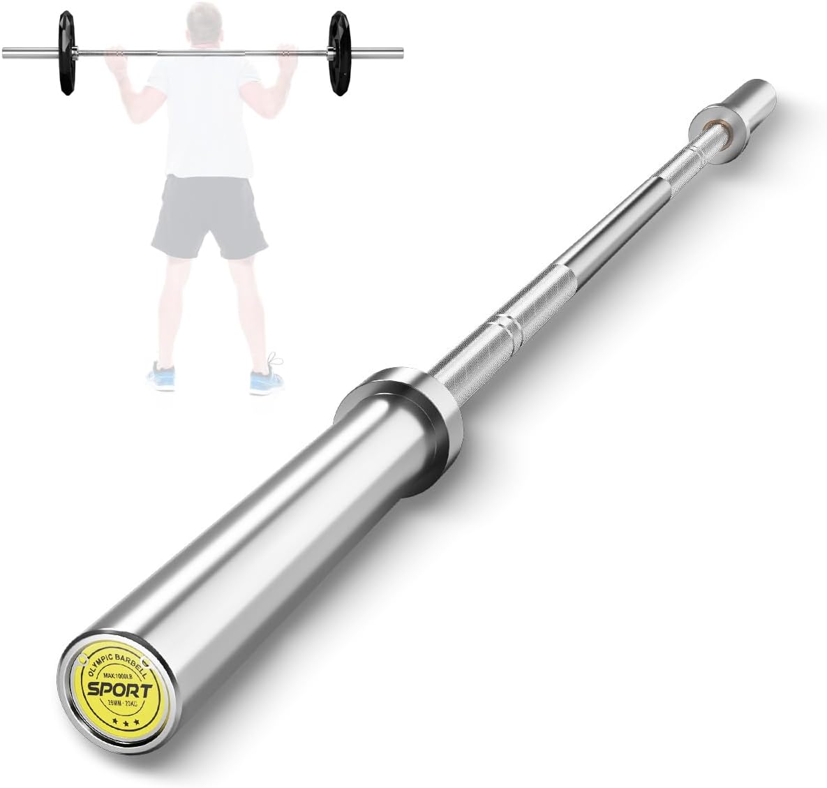 7FT Olympic Barbell for Weightlifting and Power Lifting, 2 Inch Strength Training Weight Bar for Squats, Deadlifts, Bench Press, Hip Thrusts, Rows,1500lbs Capacity