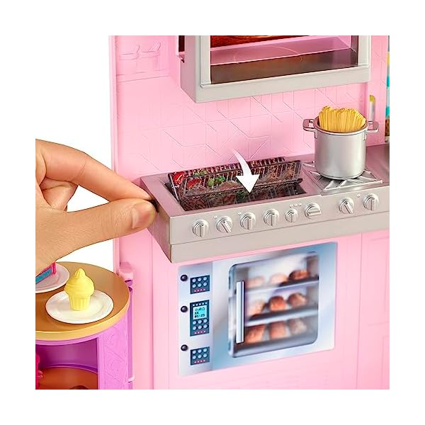 Barbie Coffret Le Restaurant de avec Une poupée Mannequin, Plus de 30 Accessoires et 6 Zones de Jeux Jouet Enfant, Dès 3 Ans, HGP59 51aMiQoEHgL. SS600
