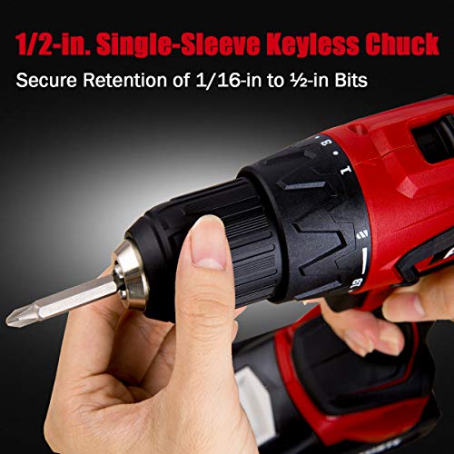 Forte 1/2-Inch 20V Max Cordless Power Drill Driver Tool Kit Variable Speed Keyless Chuck 19+1 Torque Built-In Led For Home Improvement, Diy #TOP6